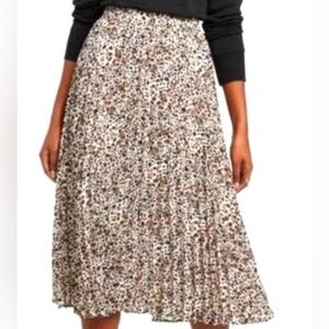 A New Day | Leopard Print Lined Pleated Maxi Women's Skirt Large